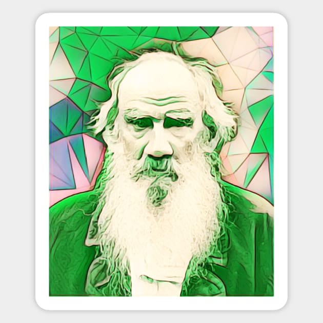 Leo Tolstoy Green Portrait | Leo Tolstoy Artwork 8 Sticker by JustLit